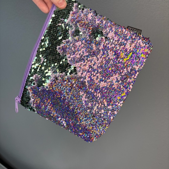 Stylelab Flip Sequins Teal & Purple Pouch - Picture 2 of 5